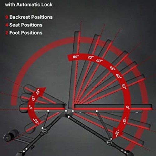 ANHAO Weight Bench, Adjustable Workout Bench for Full Body, Foldab...