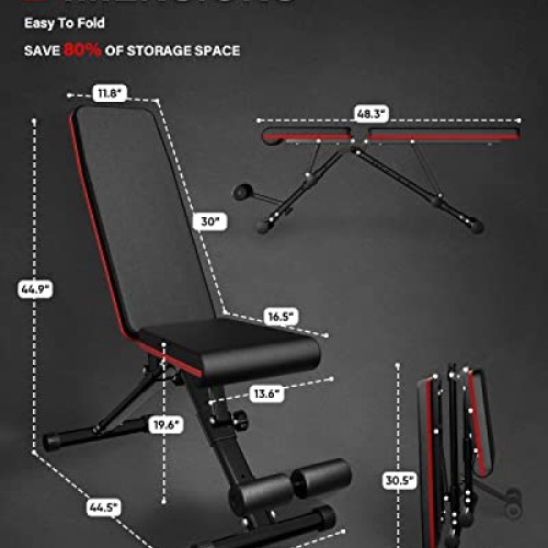 ANHAO Weight Bench, Adjustable Workout Bench for Full Body, Foldab...