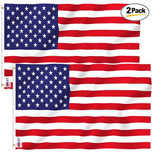 Anley Pack of 2 Fly Breeze 3x5 Foot American US Polyester Flag - V...