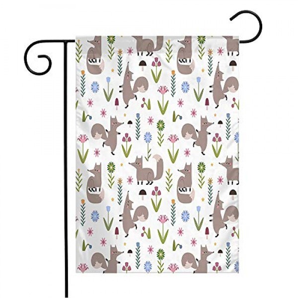 Garden Flag Yard Decorations Colorful Pattern Foxes Flat in Beauti...
