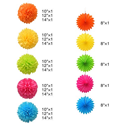 SZBAIDEKJ Paper Pom Poms Color Tissue Flowers Hanging Paper Fans C...