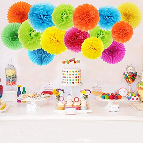 SZBAIDEKJ Paper Pom Poms Color Tissue Flowers Hanging Paper Fans C...