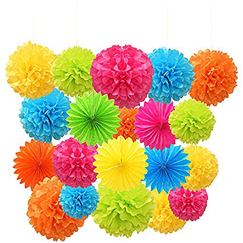 SZBAIDEKJ Paper Pom Poms Color Tissue Flowers Hanging Paper Fans C...