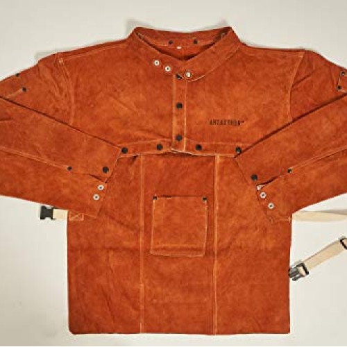 ANTAITHER Split Cowhide Leather Cape Sleeve with a bib apron | Hea...