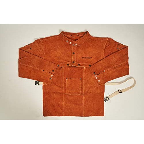 ANTAITHER Split Cowhide Leather Cape Sleeve with a bib apron | Hea...