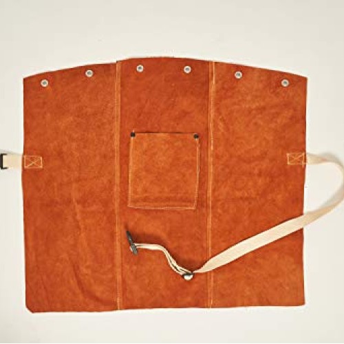 ANTAITHER Split Cowhide Leather Cape Sleeve with a bib apron | Hea...