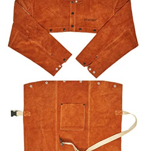 ANTAITHER Split Cowhide Leather Cape Sleeve with a bib apron | Hea...