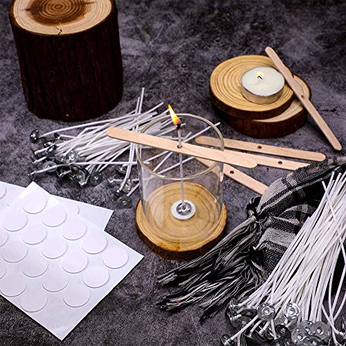 Bulk Candle Wicks 100 Pcs 6 inch with 60Pcs Candle Wick Stickers a...