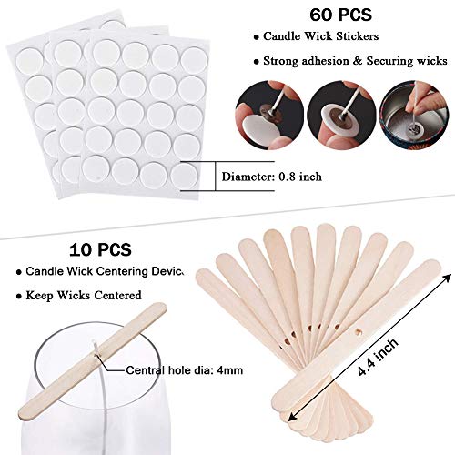 Bulk Candle Wicks 100 Pcs 6 inch with 60Pcs Candle Wick Stickers a...