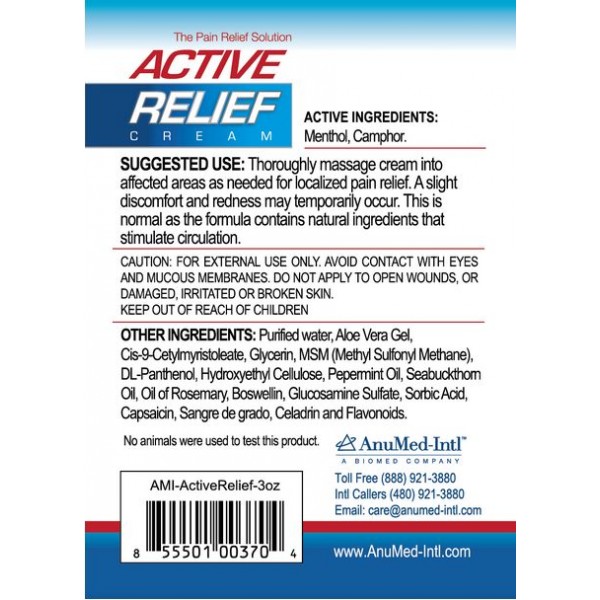 Anumed Int'l Active Relief Cream - 3 oz
