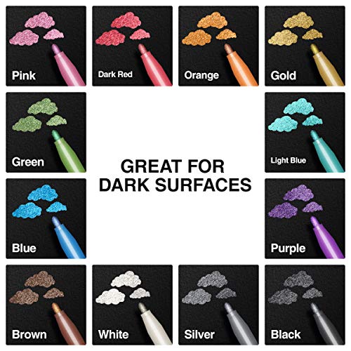 Metallic Markers Permanent Paint Pens: Medium Tip Marker for Black...