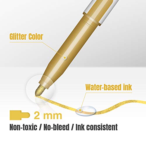 Metallic Markers Permanent Paint Pens: Medium Tip Marker for Black...