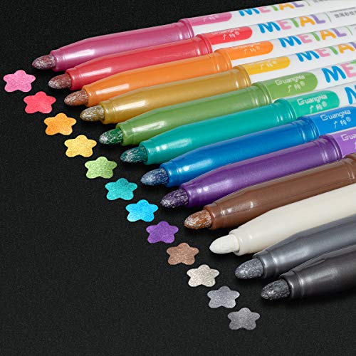 Metallic Markers Permanent Paint Pens: Medium Tip Marker for Black...