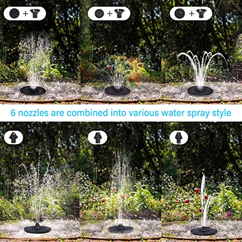 Solar Fountain 3W Storage Battery Solar Powered Fountain,8-in-1 No...