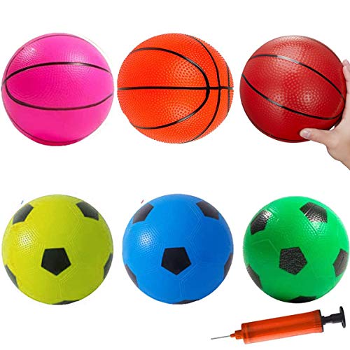 6 Basketballs Kids Rubber Sport Balls Set Dodgeballs Kids Indoor ...