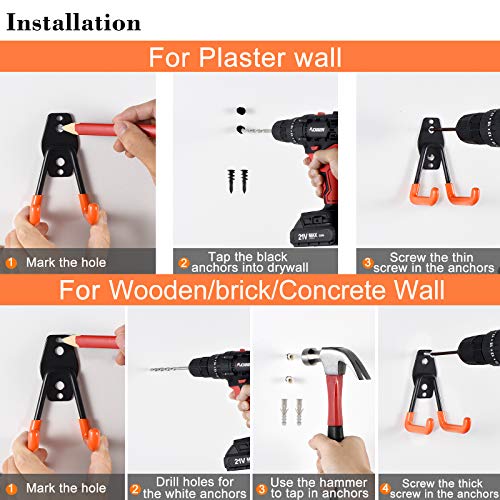 AOBEN Garage Hooks,24Pack Heavy Duty Garage Hanger Organizer Anti-...