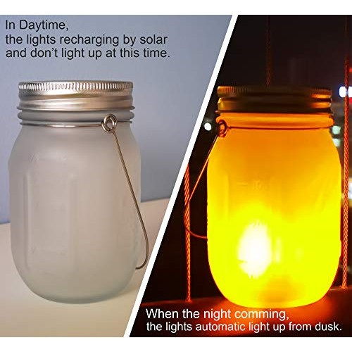 Solar Flame Torch Lanterns Lights,6-Pack Flickering Flame Solar Po...