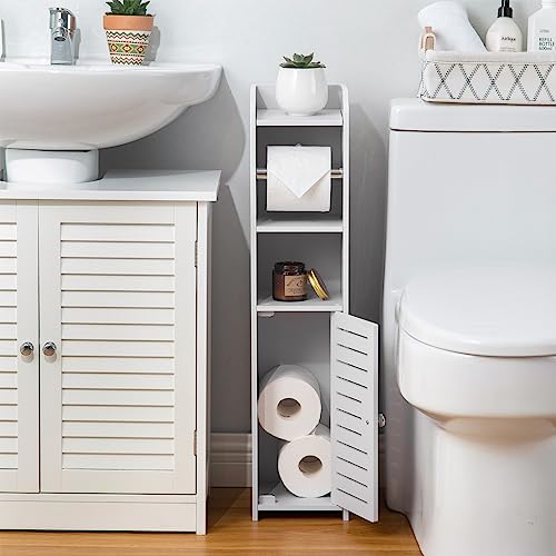 Toilet Paper Holder Stand, Storage Cabinet Beside Toilet for Small...
