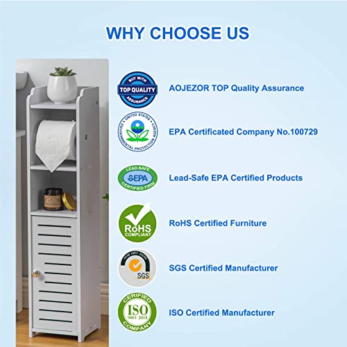 Toilet Paper Holder Stand, Storage Cabinet Beside Toilet for Small...