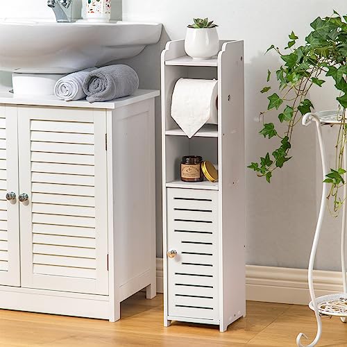 Toilet Paper Holder Stand, Storage Cabinet Beside Toilet for Small...