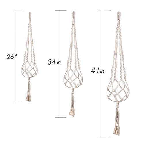 AOMGD 3 Pack Macrame Plant Hanger and 3 PCS Hooks Indoor Outdoor H...