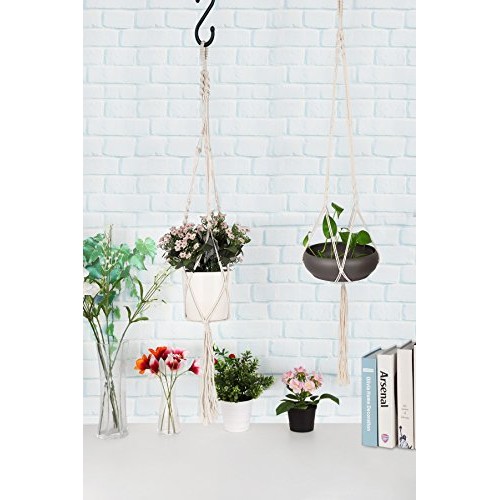 AOMGD 3 Pack Macrame Plant Hanger and 3 PCS Hooks Indoor Outdoor H...