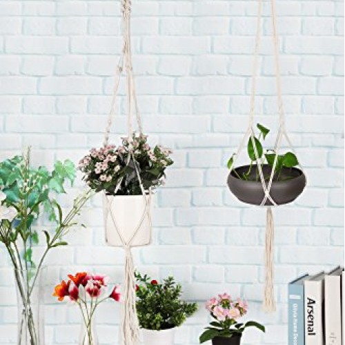 AOMGD 3 Pack Macrame Plant Hanger and 3 PCS Hooks Indoor Outdoor H...
