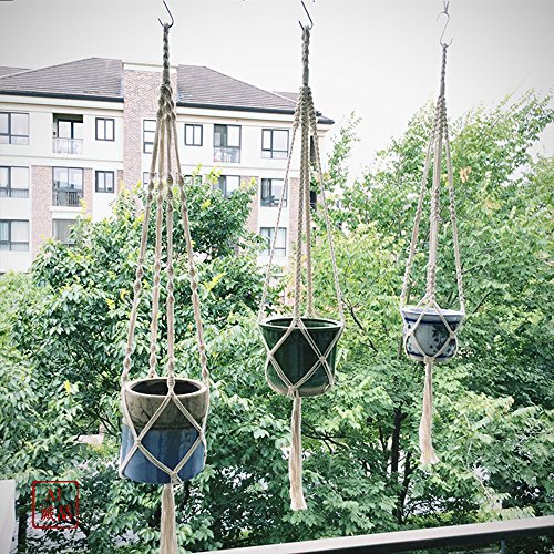 AOMGD 3 Pack Macrame Plant Hanger and 3 PCS Hooks Indoor Outdoor H...