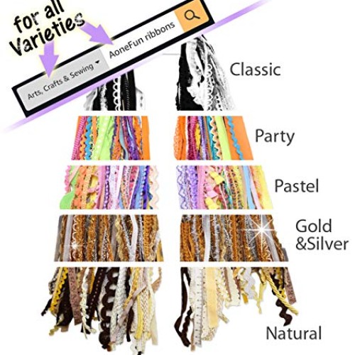 Gold Ribbon & Silver Ribbon for Crafts Holiday Ribbon Fabric Scrap...