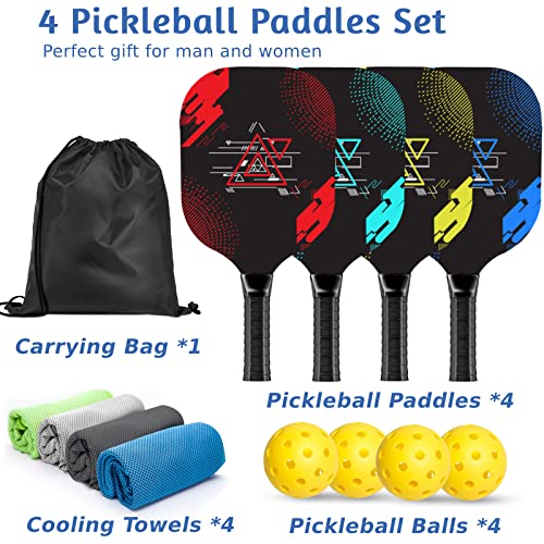 AOPOUL Pickleball Paddles, Pickleball Set with 4 Premium Wood Pick...