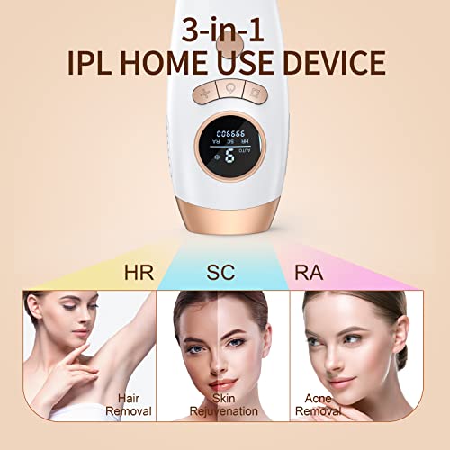 IPL Hair Removal for Women and Men, Laser Permanent 3-In-1 Face Le...
