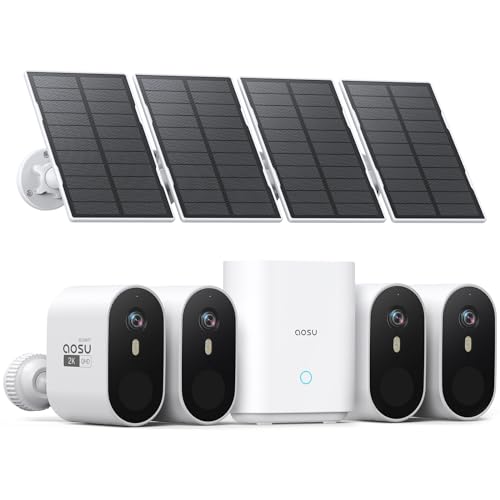 AOSU Solar Security Cameras Wireless Outdoor, 2K QHD Home Security...