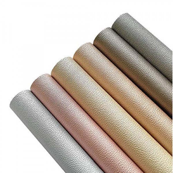 AOUXSEEM Vivid Shiny Pearl Litchi Pattern Faux Leather Sheets for ...