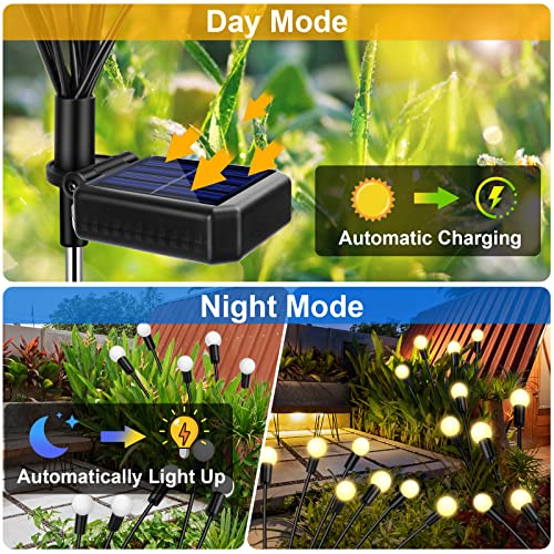 4 Pack 12 LED Solar Garden Lights, New Upgraded Firefly Lights Sol...