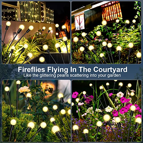 4 Pack 12 LED Solar Garden Lights, New Upgraded Firefly Lights Sol...