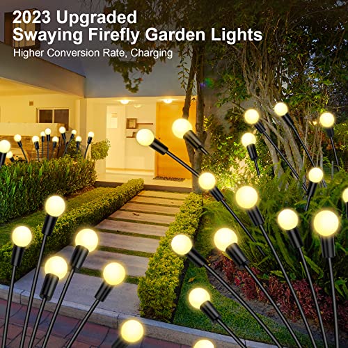 4 Pack 12 LED Solar Garden Lights, New Upgraded Firefly Lights Sol...