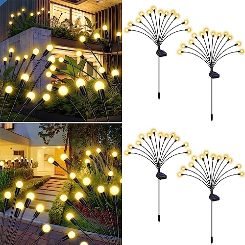 4 Pack 12 LED Solar Garden Lights, New Upgraded Firefly Lights Sol...