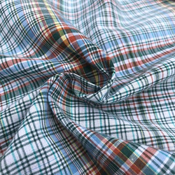 60 100% Cotton Checkered Multi Color Colorful Rainbow Woven Fabri...