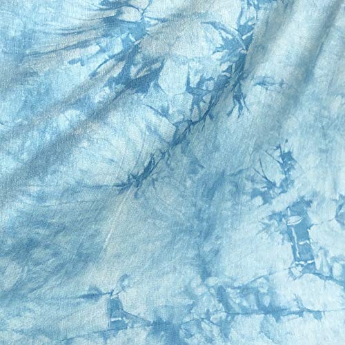 60” Bamboo & Spandex Elastane Stretch Tie Dyed Sky Blue & White Cl...