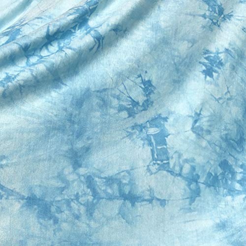60” Bamboo & Spandex Elastane Stretch Tie Dyed Sky Blue & White Cl...