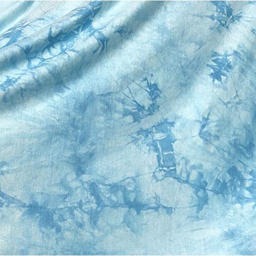60” Bamboo & Spandex Elastane Stretch Tie Dyed Sky Blue & White Cl...