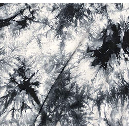 60” Bamboo Spandex Stretch Tie Dyed Black & White Cloud Apparel Kn...
