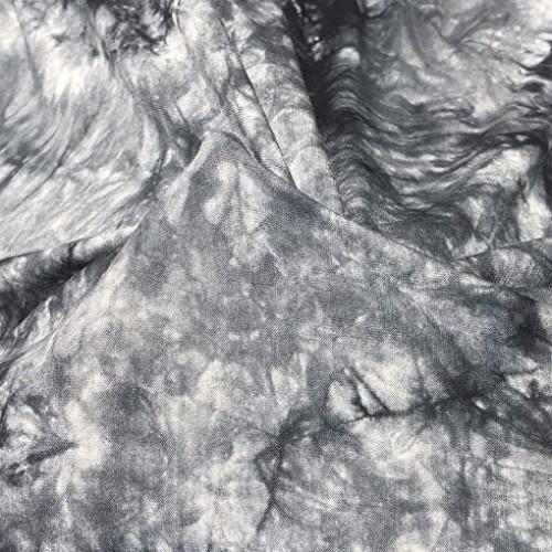 60” Bamboo Spandex Stretch Tie Dyed Black & White Cloud Apparel Kn...