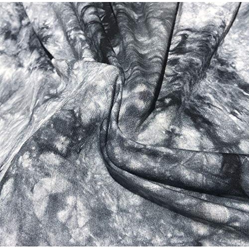 60” Bamboo Spandex Stretch Tie Dyed Black & White Cloud Apparel Kn...