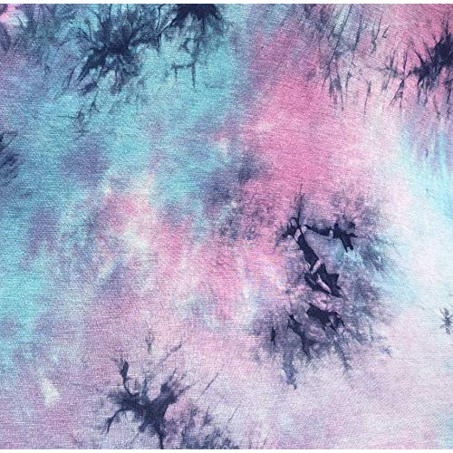 60” Bamboo Spandex Stretch Tie Dyed Cotton Candy Blue & Pink Cloud...