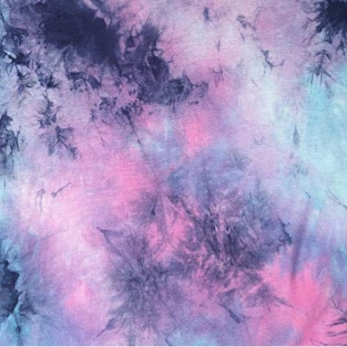 60” Bamboo Spandex Stretch Tie Dyed Cotton Candy Blue & Pink Cloud...