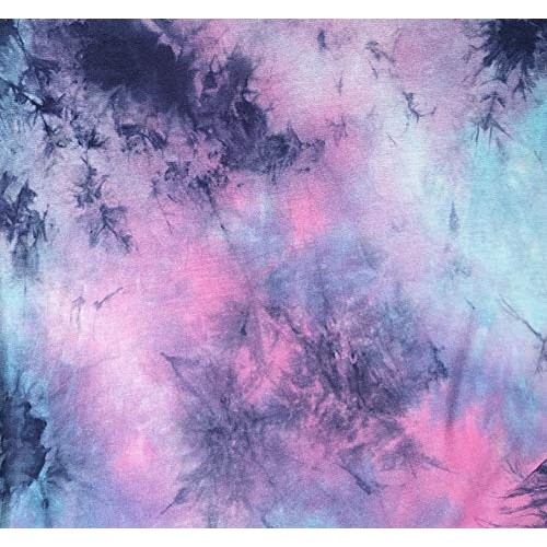 60” Bamboo Spandex Stretch Tie Dyed Cotton Candy Blue & Pink Cloud...