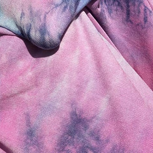 60” Bamboo Spandex Stretch Tie Dyed Cotton Candy Blue & Pink Cloud...