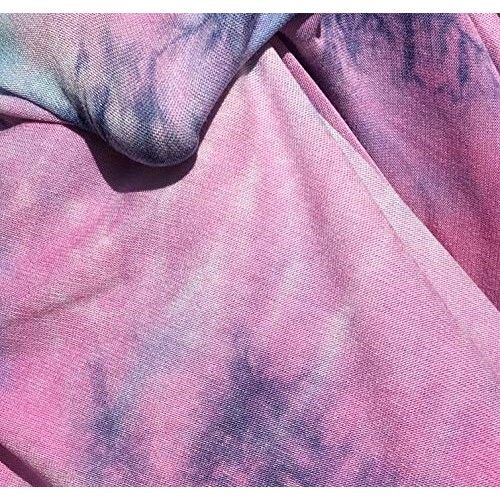 60” Bamboo Spandex Stretch Tie Dyed Cotton Candy Blue & Pink Cloud...