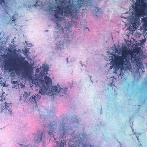 60” Bamboo Spandex Stretch Tie Dyed Cotton Candy Blue & Pink Cloud...